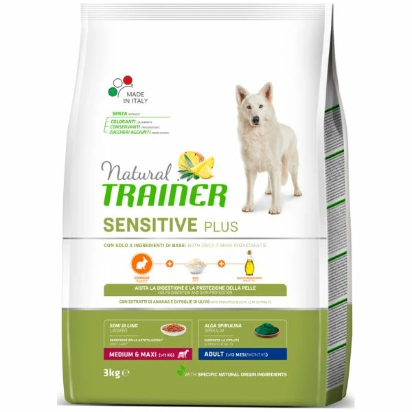 Natural Trainer Sensitive Plus Adult Medium/Maxi Coniglio - 3 Kg 3 Natural Trainer Sensitive Plus Adult Medium/Maxi Coniglio - 3 Kg