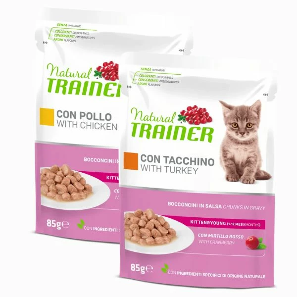 Natural Trainer Kitten&Young Bocconcini In Salsa 85 Gr - Pollo 3 Natural Trainer Kitten&Young Bocconcini In Salsa 85 Gr - Pollo