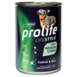 Prolife Lifestyle Umido Cane Medium/Large 400 Gr - Light Merluzzo Fresco E Riso