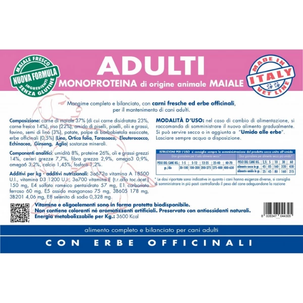 Vet Line Secco Monoproteico Cane Adult Maiale - 12,5 Kg 4 Vet Line Secco Monoproteico Cane Adult Maiale - 12,5 Kg - immagine 2