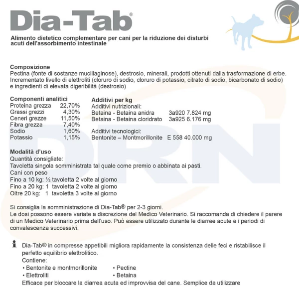 DRN Dia Tab Alimento Complementare Cane - 1 Confezione Da 6 Compresse 4 DRN Dia Tab Alimento Complementare Cane - 1 Confezione Da 6 Compresse - immagine 2