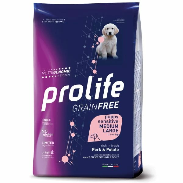 Prolife Grain Free Puppy Sensitive Medium/Large Maiale E Patate - 10 Kg 3 Prolife Grain Free Puppy Sensitive Medium/Large Maiale E Patate - 10 Kg